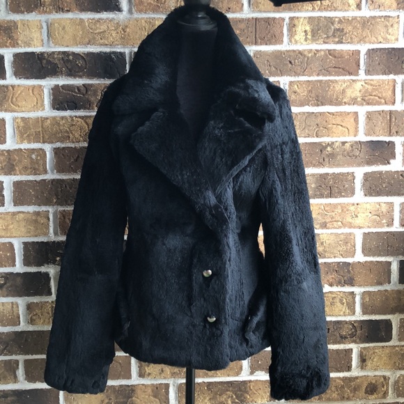 ARDEN B Black Genuine Rabbit Fur Coat - Picture 2 of 9